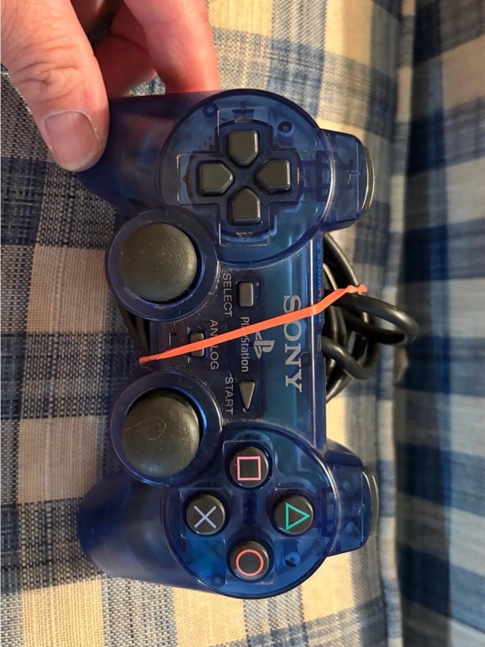 Original Sony PlayStation 2 DualShock controller in blue
